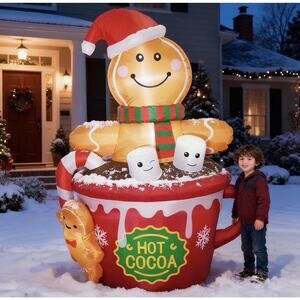 Funflatable 6 FT Christmas Inflatables Outdoor Decorations, Gingerbreadman